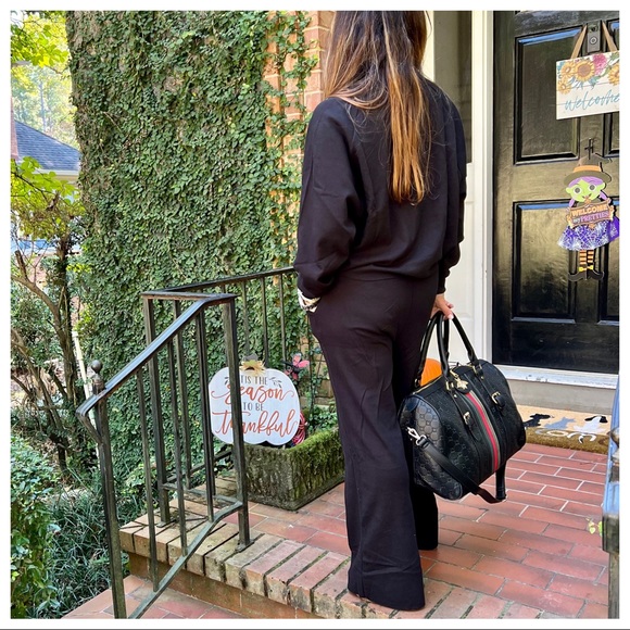 ✨LAST ONE✨Black 100% cotton chic 2 Piece Top and Wide leg pants set - Picture 6 of 6